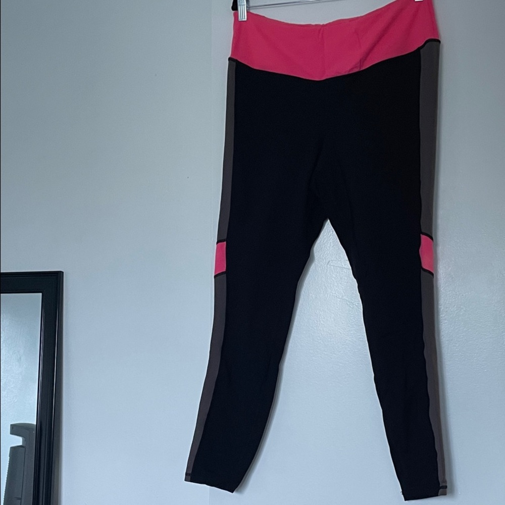 Torrid Black Leggings with Pink and Gray Details